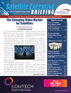 The September-October 2023 issue of the Satellite Executive Briefing